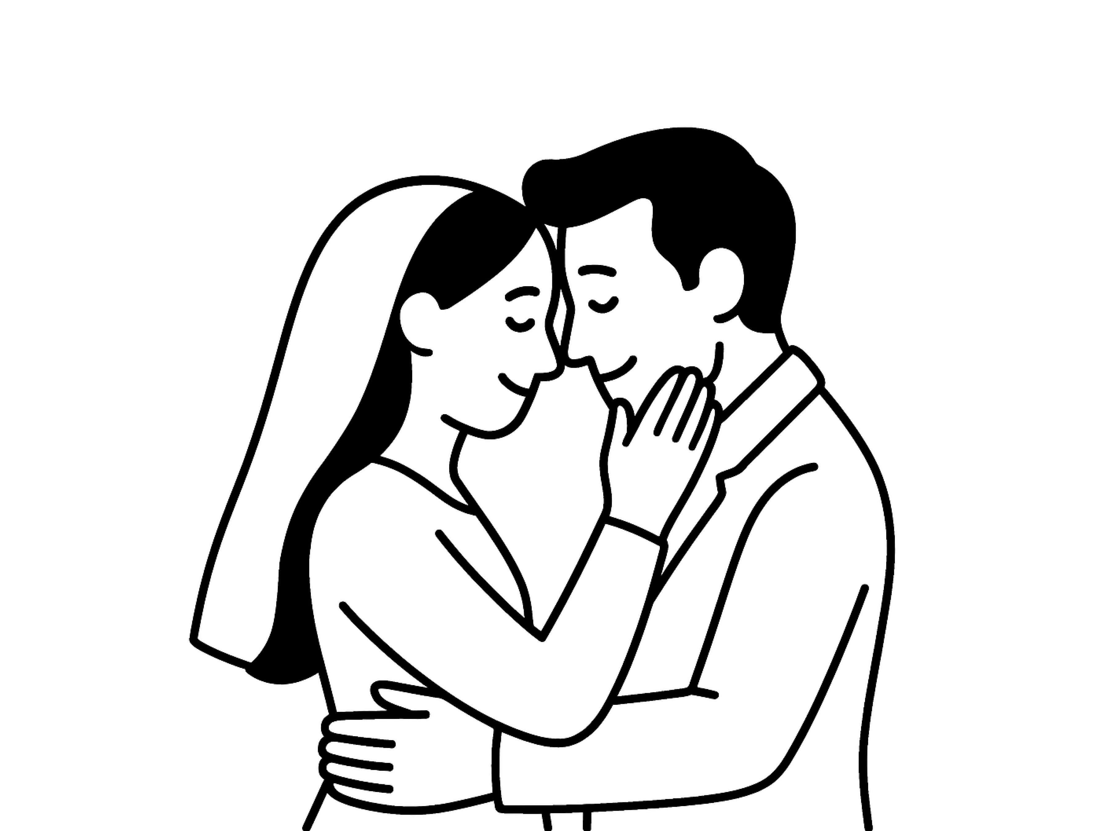 Gezeichnetes Hochzeitspaar macht ein High Five