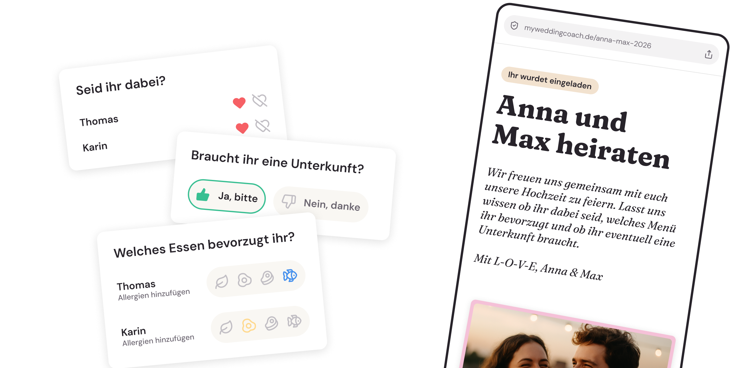 Screenshot: Gäste-Website für Infos & Rückmeldungen