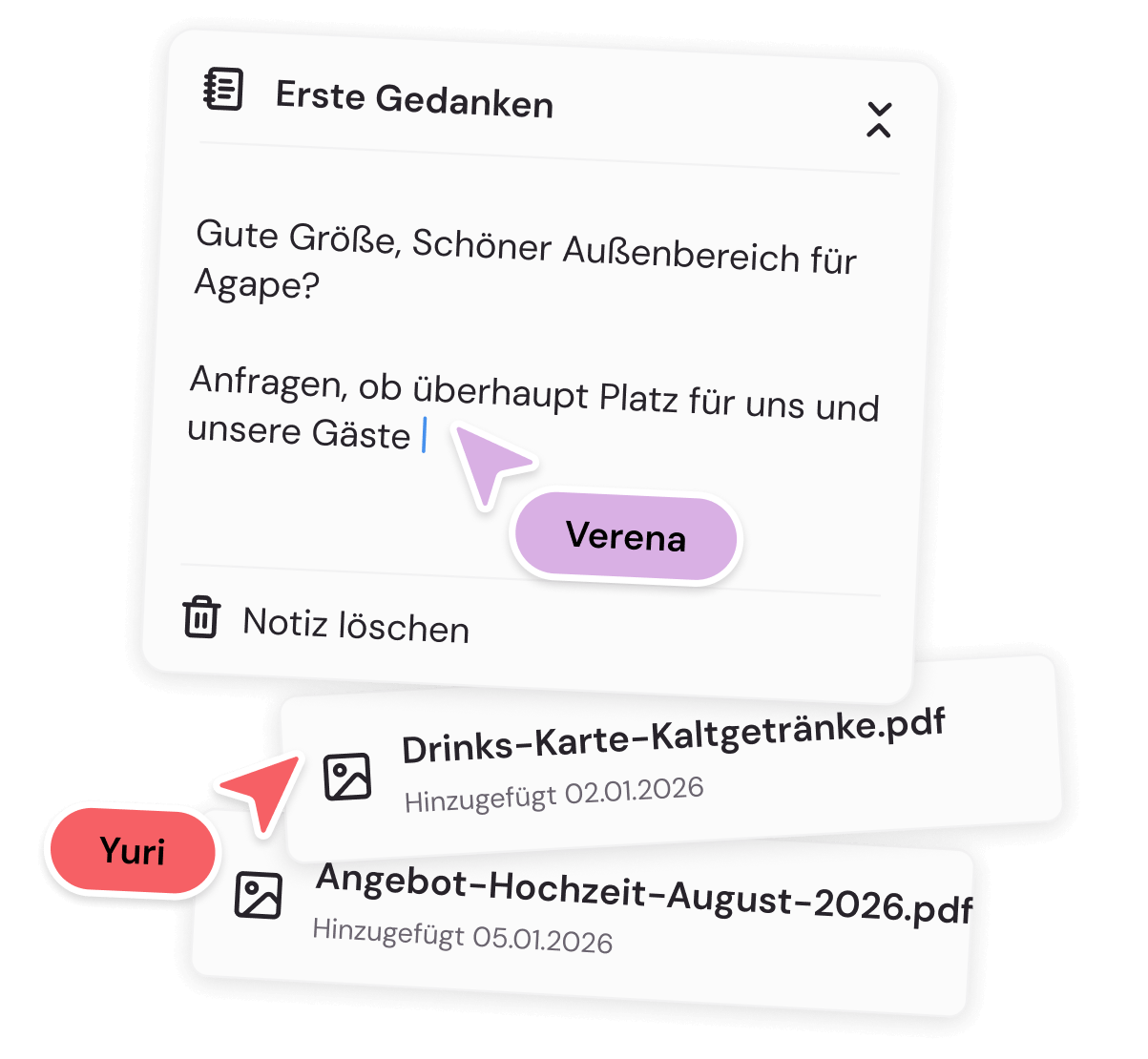 Screenshot: Detailansicht eines Dienstleisters mit Notizen und Angeboten