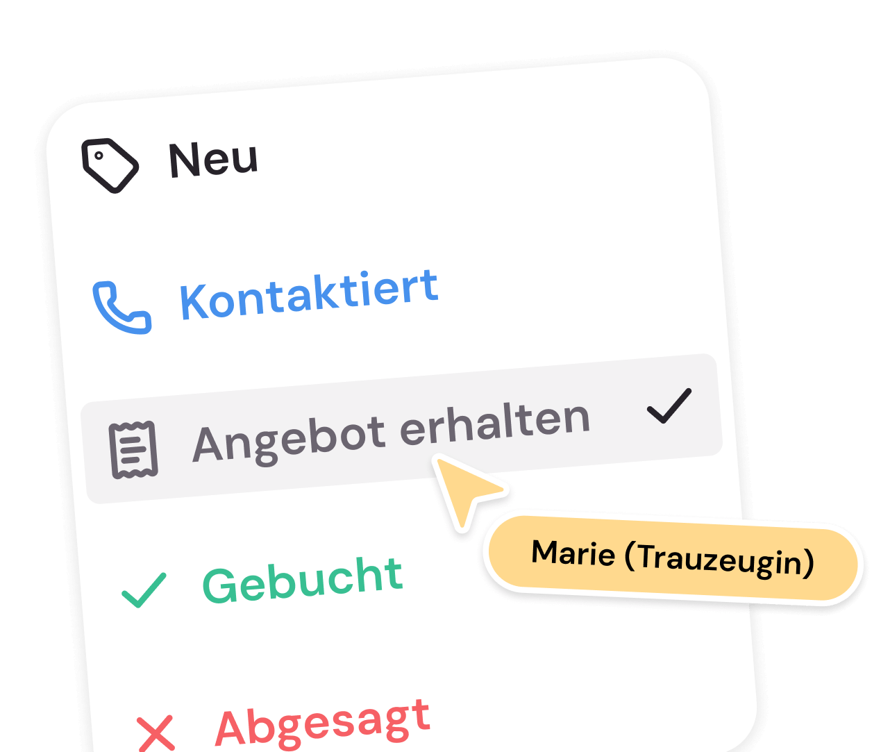Screenshot: Status-Tracking für Dienstleister-Anfragen